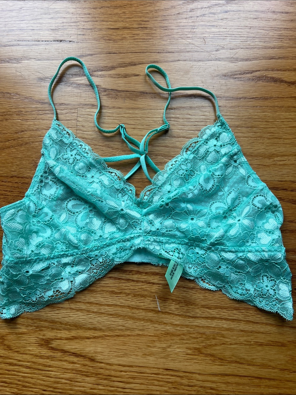 Honeydew Intimates Aqua Green Lace Bralette medium strappy sexy long line